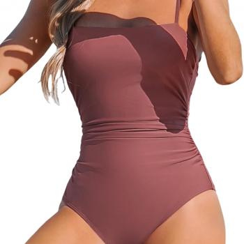 CUPSHE Women Swimsuit One Piece Bathing Suit Square Neck Cutout Back Tummy Control with Adjustable Spaghetti Straps