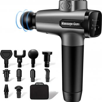 Muscle Massage Gun Percussion Massage Gun Deep Tissue Massager 30 Speeds Handheld Deep Muscle Quiet Massager with 10 Heads for Athletes Pain Relief and Muscle Recovery