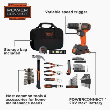 beyond by BLACK+DECKER Home Tool Kit with 20V MAX Drill/Driver, 83-Piece (BDPK70284C1AEV), BDPK70284C1AEV