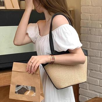 Straw Bag for Women Straw Beach Bag Tote Bag French Retro Shoulder Bag Handbag Summer Woven Hobo Bag 2024 Travel Tote Bags