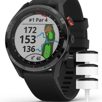 Garmin Approach S62 (Black Bundle) Premium Golf GPS Watch Bundle - Virtual Caddie, Mapping & Full Color Screen - Includes Club Tracking Sensors, PlayBetter Screen Protectors & Portable Charger