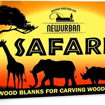 Basswood Blanks for Carving Wooden Animals - Whittling kit with Rhino, Giraffe, Elephant - Wood Carving Kit for Beginners - Linden Woodworking Kit for Kids, Adults - 3 Unfinished Wooden Blocks