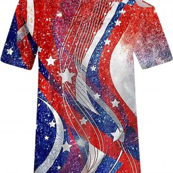 4th of July Shirts Women Off The Shoulder Tops Short Sleeve American Flag Shirts Graphic Tees Patriotic Trendy Tshirts