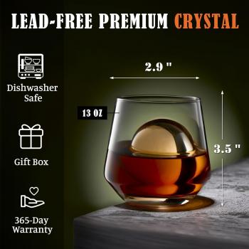 JBHO Premium Whiskey Glasses for Men- Set of 6-12 Oz Scotch Glasses - Old Fashioned Non-Lead Crystal Glass - Gift-Box Idea for Scotch Lovers/Glassware for Bourbon/Rum glasses/Bar Cocktail Glasses