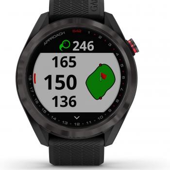 Garmin Approach S42, GPS Golf Smartwatch, Lightweight with 1.2" Touchscreen, 42k+ Preloaded Courses, Gunmetal Ceramic Bezel and Black Silicone Band, 010-02572-10