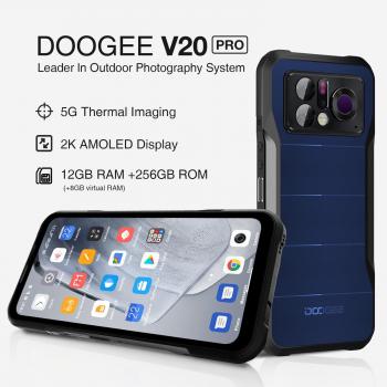 DOOGEE V20 PRO Rugged Smartphone 5G (2023), 1440 * 1080 Thermal Camera Unlocked Rugged Phone, 2K AMOLED Display Android Phone, 20GB+256GB Android 12 Cell Phone, 24MP Night Vision, NFC, OTG