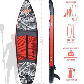 A&BBOARD Inflatable Stand Up Paddle Board, 10ft/11ft Paddle Boards for Adults with Premium SUP Paddleboard Accessories & Backpack, Dual Action Pump, Wide Stable Design, Non-Slip Comfort Deck