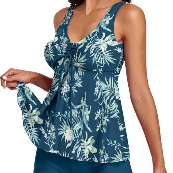 Tummy Control Tankini Tops with Boyshorts 2 Piece Bathing Suits for Women Swimsuits