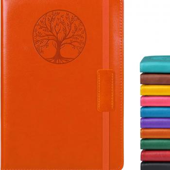 Lined Journal Notebook for Women Men,256 Pages A5 Hardcover Leather Journals for Writing,Travel,Business,Work & School,College Ruled Notebooks for Note Taking,Diary Notepad 5.7"×8.3" orange