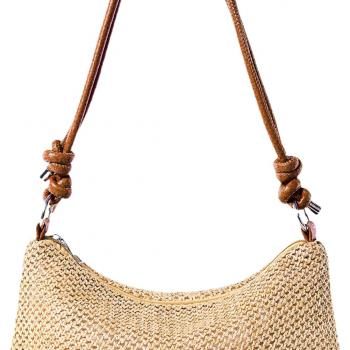 Straw Purse Beach Bag, Straw Purses for Women, Small Beach Tote Bag with Zipper, Cute Summer Crossbody Bags, Woven Handbags