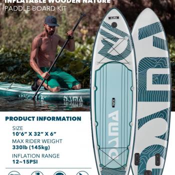 DAMA Premium Inflatable Stand Up Paddle Board (6 inch Thick), sup Board for Adults, SUP, Yoga Boards, Fishing Paddle Boards w/SUP Accessories, 4pcs Kayak Paddle, 32” Wide Stance, Non-Slip Deck