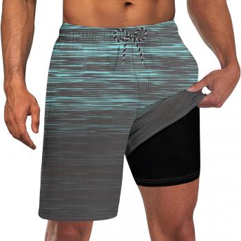 UNICOMIDEA Men Swim Trunks with Compression Liner 9 Inch Long Board Shorts