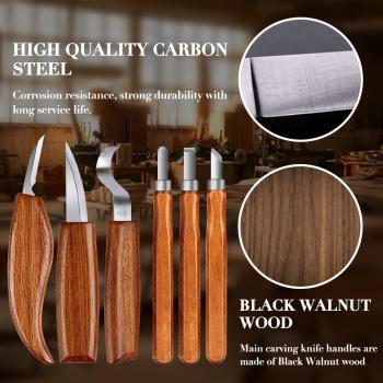 Wood Carving Kit with Basswood Carving Blocks, Wood Carving Tools Includes 3 Wood Carving Knives, 3 Detail Wood Carving Knife and 8 Wood Blocks, Whittling kit for Adult and Kids Beginners