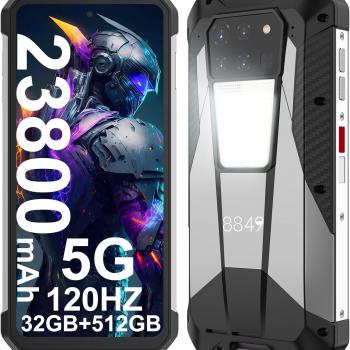 8849 Tank 3 Rugged Smartphone, 23800mAh 5G Outdoor Rugged Cell Phone Unlocked, 32GB RAM+512GB ROM, 6.79" Waterproof Android 13 Mobile Phones, 200MP Main Camera/OTG/NFC(Support T-Mobile & Verizon Only)