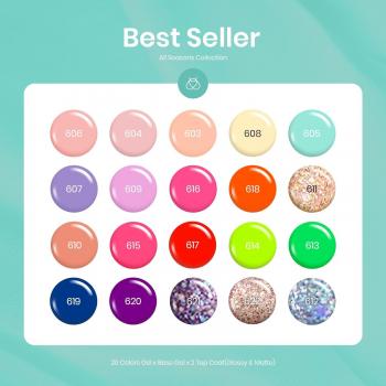 Beetles 23Pcs Gel Nail Polish Set Pastel Bright Colors 2024 Summer Gel Polish Kit Red Hot Pink Glitter Gel Nail Polish with Base Gel Top Coat Soak Off Uv Led Nail Gel Gifts for Women