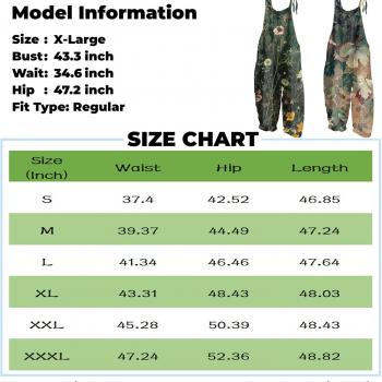 NAMTYQX Women 2024 Summer Fashion Overalls Hippie Jumpsuits Floral Printed Spaghetti Strap Cute Romper Plus Size Bib Overall