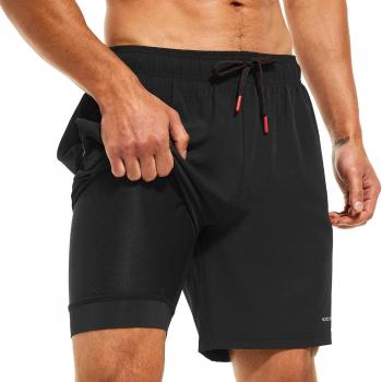 HODOSPORTS Mens Swimsuit Trunks 7" Quick-Dry Swim Shorts with Compression Liner and Zipper Pockets