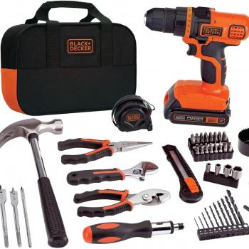 BLACK+DECKER 20V Max Drill & Home Tool Kit, 68 Piece (LDX120PK)