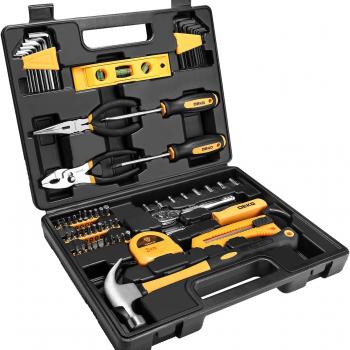 DEKOPRO 65 Pieces Tool Set General Household Hand Tool Kit with Storage Case Plastic ToolBox