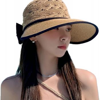 Beach Hats for Women, Straw Sun Hat Wide Brim Sun Hat Women Summer Hats for Women Sun Protection Packable 2024 Black