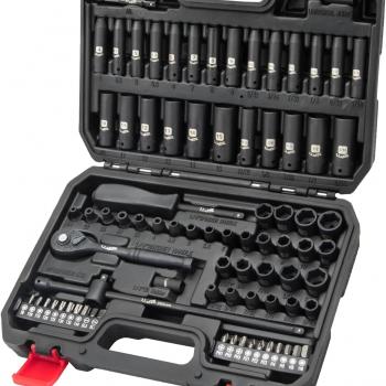 1/4 Inch Drive Impact Socket Set, 83Pcs Socket Wrench Set Metric & SAE from 4-15mm, 5/32-9/16", 6 Point CR-V Deep & Shallow Sockets Kit with 72T Ratchet Handle, E Torx, for Automotive & Home