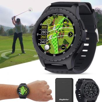 SkyCaddie LX5 Golf GPS Watch - Touchscreen Golf Range Finder & Shot Tracker Smartwatch w/ 35K Courses, IntelliGreen, Holevue, & Digital Scorecard - Bundle with PlayBetter Portable Charger