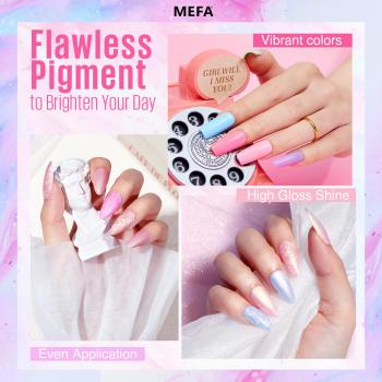 MEFA Pearl Gel Nail Polish Set, 12 Colors Shimmer Shades Mermaid Soft Pink Light Blue Purple Summer Glitter Swirl Sell Thread Gel Nail Polish Kit Nail Art Manicure DIY Salon Home Women Gifts