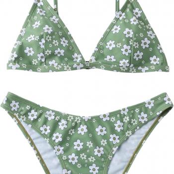 Floerns Women's Two Piece Bathing Suit Floral Print Triangle Bikini Swimsuit