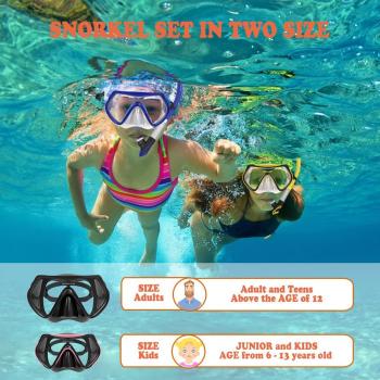 WACOOL Professional Snorkeling Snorkel Diving Scuba Package Set with Anti-Fog Coated Glass Purge Valve and Anti-Splash Silicon Mouth Piece for Men Women