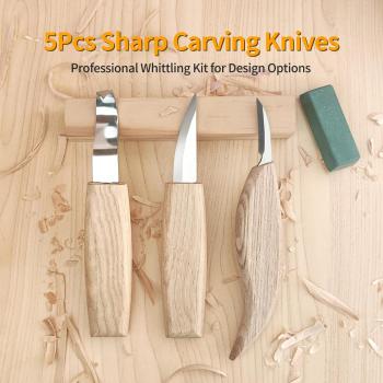 Wood Carving Tools Set - Wood Carving Knife Kit with Carving Hook Knife, Wood Whittling Knife, Detail Carving Knife, Whittling Kit for Kids Adults Woodworking DIY