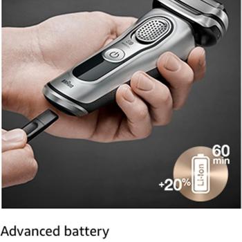 Braun Electric Razor for Men, Series 9 9296CC Electric Shaver With Precision Trimmer, Rechargeable, Wet & Dry Foil Shaver, Clean & Charge Station & Leather Travel Case