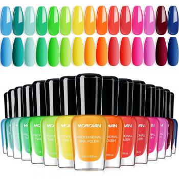 Morovan Nail Polish Set Fingernail: Rainbow Quick Dry 15 Vibrant Colors Nail Polish Kit Neno Regular Nail Polish Bulk 0.25 oz Finger Nail Polish Pack Spring Summer Nail Polish Gifts for Women