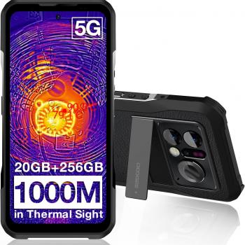 DOOGEE V20 PRO Rugged Smartphone 5G (2023), 1440 * 1080 Thermal Camera Unlocked Rugged Phone, 2K AMOLED Display Android Phone, 20GB+256GB Android 12 Cell Phone, 24MP Night Vision, NFC, OTG