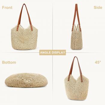 Straw Bag for Women Summer Beach Bag Soft Woven Tote Bag Large Rattan Shoulder Bag for Vacation