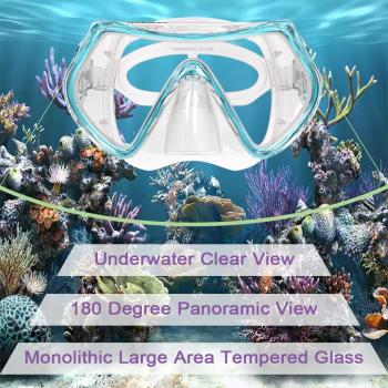 WACOOL Professional Snorkeling Snorkel Diving Scuba Package Set with Anti-Fog Coated Glass Purge Valve and Anti-Splash Silicon Mouth Piece for Men Women