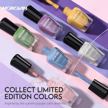 Morovan Nail Polish Set Fingernail: Mellow Yellow Violet Nude Pink Grey Air Dry Nail Polish Kit Spring & Summer Regular Nail Polish Bulk 0.25oz Finger Nail Polish Pack Daily Nail Polish Gift for Women