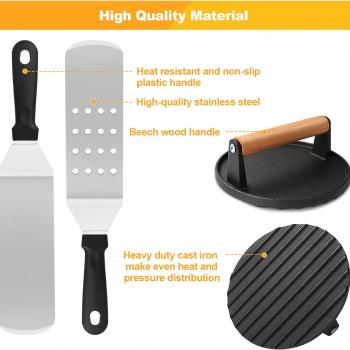 Griddle Accessories Kit, Terlulu 29 PCS Flat Top Grill Accessories for Blackstone and Camp Chef, Metal Spatula Set with Burger Press, Melting Dome, Scraper, Tongs, Carry Bag for Outdoor Grilling BBQ