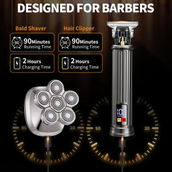 Head Shavers for Bald Men & Professional Barber Clippers Zero Gapped Hair Trimmer for Men Rotary Bald Shavers Cordless Beard Trimmer Grooming Kit