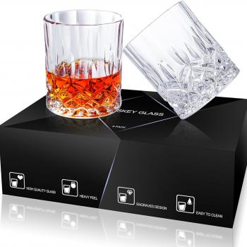 Whiskey Glasses Set of 8, 11 OZ Cocktail Glasses In Gift Box, Old Fashioned Glasses for Drinking Scotch Bourbon Cognac Vodka Rum Liquor, Rocks Glasses, Crystal Scotch Glasses, Gifts for Men