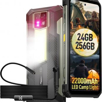 Ulefone Armor 24 & Endoscope E01 Rugged Phones 1000LM Camping Light IP68/69K, 22000mAh(66W), MTK Helio G96 24GB+256GB, 64MP+64MP Night Vision Camera, 6.78" FHD+ Corning Gorilla Screen, IR Blaster