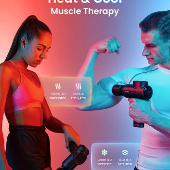 RENPHO Massage Gun with Heat and Cold, FSA and HSA Eligible Percussion Muscle Deep Tissue Massage Gun Portable with Bluetooth, Electric Handheld Massager Gun, Gifts for Men Women, Active+ Thermacool