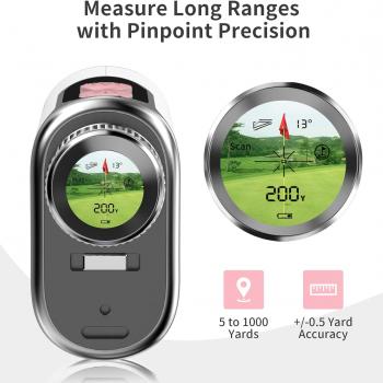 Range Finder Golfing with Slope, 1200 Yards High-Precision Flag Pole Locking Laser Golf Rangefinder with Vibration Function and Rechargeable Battery