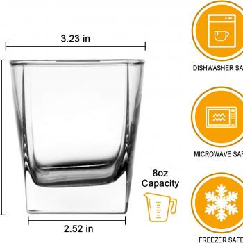 QAPPDA Heavy Base Whiskey Glasses, 8 oz Set of 12, Premium Quality Glass, Classic Design, Ideal for Whiskey, Vodka, Tequila, Cocktails, Great Gift Set