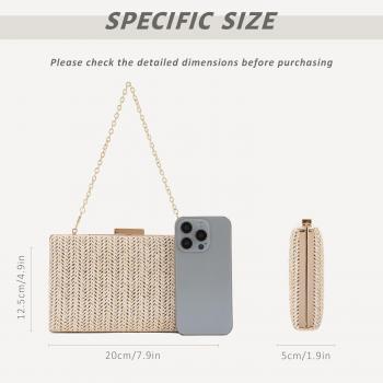 Straw Clutch Purse Raffia Rattan Summer Woven Beach Handbags for Women Vacation Travel 2024