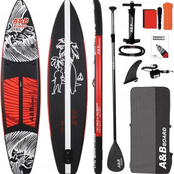 A&BBOARD Inflatable Stand Up Paddle Board, 10ft/11ft Paddle Boards for Adults with Premium SUP Paddleboard Accessories & Backpack, Dual Action Pump, Wide Stable Design, Non-Slip Comfort Deck