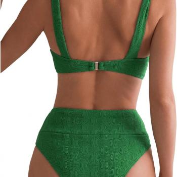 SOLY HUX Women's Bikini Sets Two Piece Swimsuit High Waisted Bottom Tie Shoulder Cheeky Bathing Suit