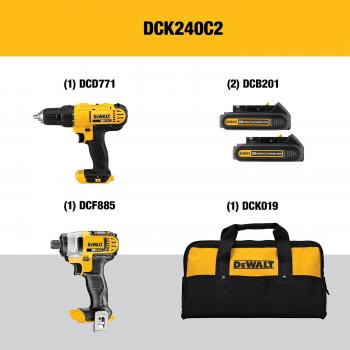 DEWALT 20V MAX Cordless Drill and Impact Driver, Power Tool Combo Kit with 2 Batteries and Charger (DCK240C2)