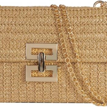 Straw Clutch Purses Women Summer Beach Handbags Boho Woven Envelope Wallet Fold Over Chain Crossbody Shoulder Bag Evening Bag