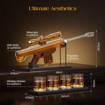 Kollea Gifts for Men Dad, TikTok Gun Barrett Whiskey Decanter Set and 4 Glasses with 5 Oz Sighting Telescope, Unique Birthday Gift Ideas for Him Father, Cool Liquor Dispenser for Home Bar, Party Decor