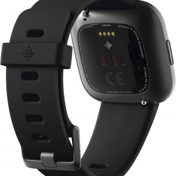 Fitbit Versa 2 Health and Fitness Smartwatch with Heart Rate, Music, Alexa Built-In, Sleep and Swim Tracking, Black/Carbon, One Size (S and L Bands Included)